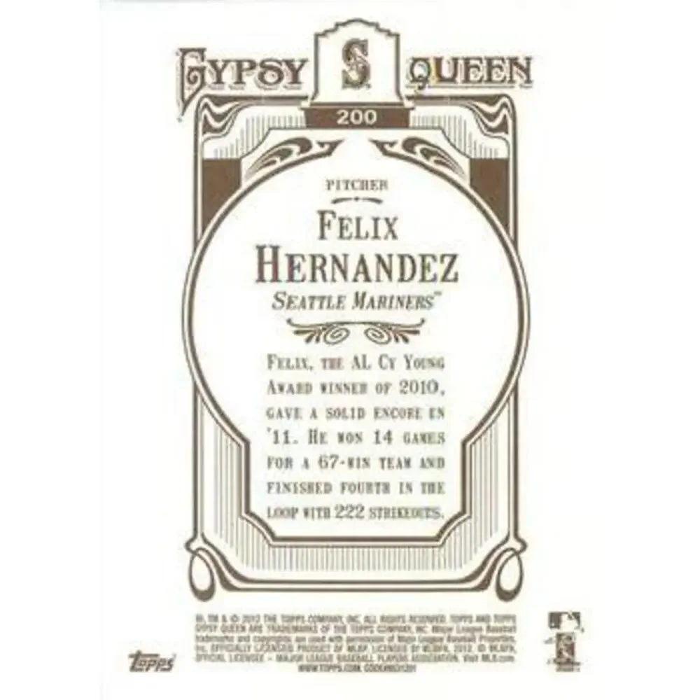2012 Topps Gypsy Queen Felix Hernandez # 200a Seattle Mariners
